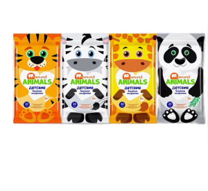 Влажные салфетки Smart animals №20 В АССОРТИМЕНТЕ детские с ромашкой и витамином Е mix